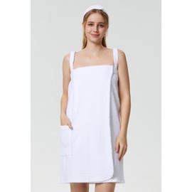 SIORO Women's Towel Wrap Bathrobe Terry Cloth Robes Spa Towel Loungewear with Straps Facial Headband Adjustable Closure S-XL