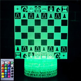 Jinnwell 3D Chess Night Light Lamp Illusion 16 Color Changing Table Desk Decoration Lamps Led Christmas Gift with Acrylic Flat ABS Base USB Cable Toy