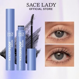 SACE LADY Máscara de Pestañas Negra, Rímel Resistente al Agua de Larga Duración, Volumen y Longitud, Efecto 24 Horas