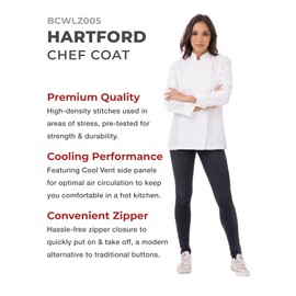Chef Works Women's Hartford Chef Coat, White, XX-Large