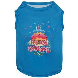 CuteBone Soft Birthday Dog Shirt Lightweight Small Puppy T-Shirts Pet Clothes Breathable Tee Vest Stretchy Outfit Cat Apparel BX15XXL-D