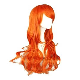 Long Hair Wig Women Orange Long Wig Full-WFI0N3A / 긴머리 가발 여성 오렌지 긴가발 전체-WFI0N3A