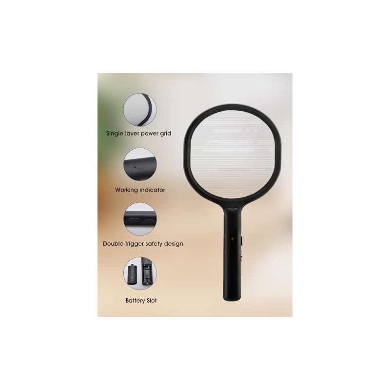 Faicuk Bug Zapper Racket Battery-Powered Single-Layer Grid Fly Swatter for