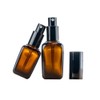 3PCS Amber Square Glass Lotion Bottle Refillable Pump Bottles Travel