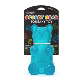 Spunky pup Spunky Bear Interactive Squeaky Dog Toys - Gummy Bear Shape, Crazy Bounce, Dishwasher-Safe, Assorted Neon Colors- Large