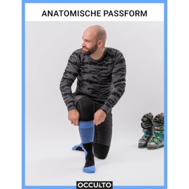 Occulto Men's & Women's Compression Ski Socks Pack of 2 (Model: Taylor), grey / blue