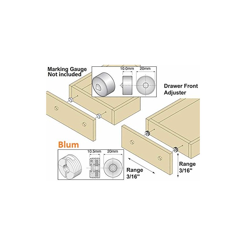 Blum 295.1000 Standard 3/16" Drawer Front Adjuster-10 Pack