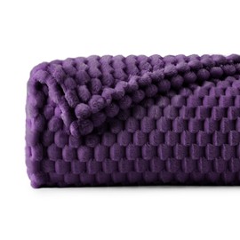 BEDELITE Fleece Throw Blanket for Couch & Bed - 3D Jacquard Decorative Purple Blanket, Super Soft and Cozy Warm Fuzzy Blanket All Seasons Suitable, 50x60Inches