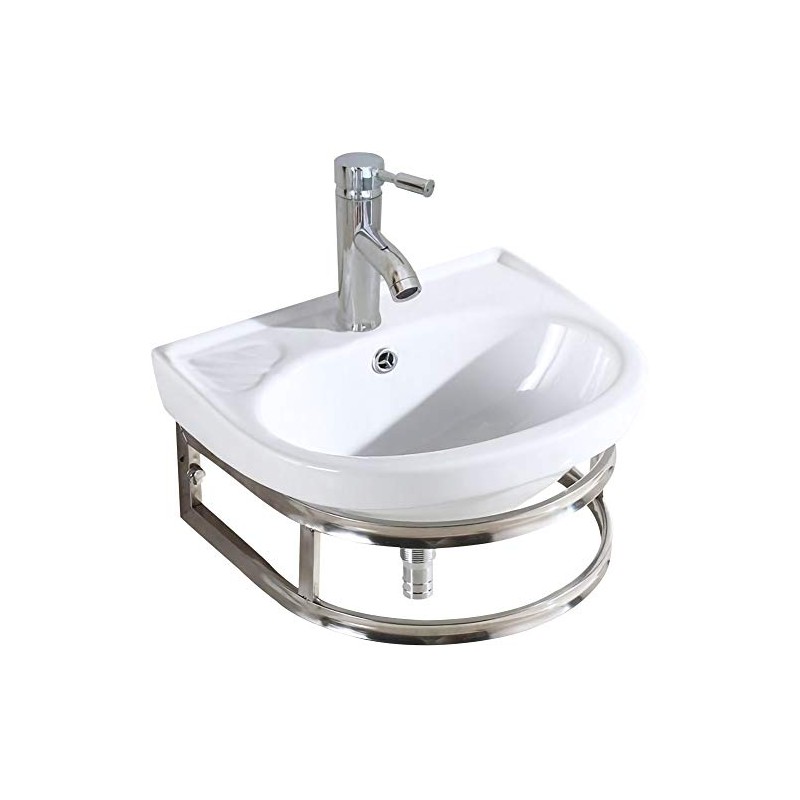 Kelendle 16" Small Ceramic Sink with Faucet and Bracket Wall