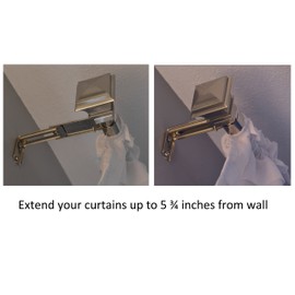 Simply Sublime Adjustable Curtain Rod Extension Brackets - ⅝ or ¾ Inch Rod (Black)