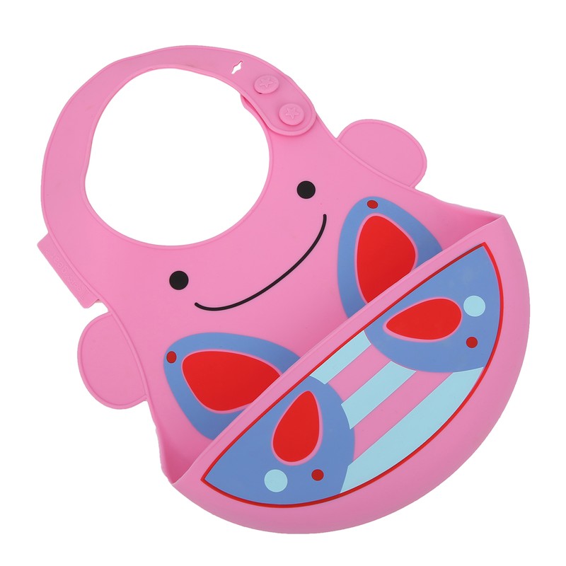Silicone Cartoon Pattern Baby Bib Infant Waterproof Adjustable Portable Eating