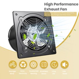 RLOZUI 10 inch Exhaust Fan with Switch, 1058 CFM PowerfulThrough Wall Exhaust Fan, Potable Window Exhaust Fans, Small Fume Extractor Ventilation Fan for Attic, Shop, Smoking Room, Garage