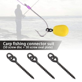 Create idea 100pcs 15mm Fishing Lures Bait Screws With Round/Oval Link Loop Carp Fishing Rig Terminal Tackle Connectors Accessories Matt Black