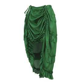 Zhitunemi Women's Steampunk Skirt Ruffle High Low Outfits Gothic Plus Size Pirate Dressing Green XS/S