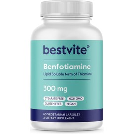 Benfotiamine 300mg (60 Vegetarian Capsules) No Stearates - No Silicon Dioxide - Vegan - Non GMO - Gluten Free