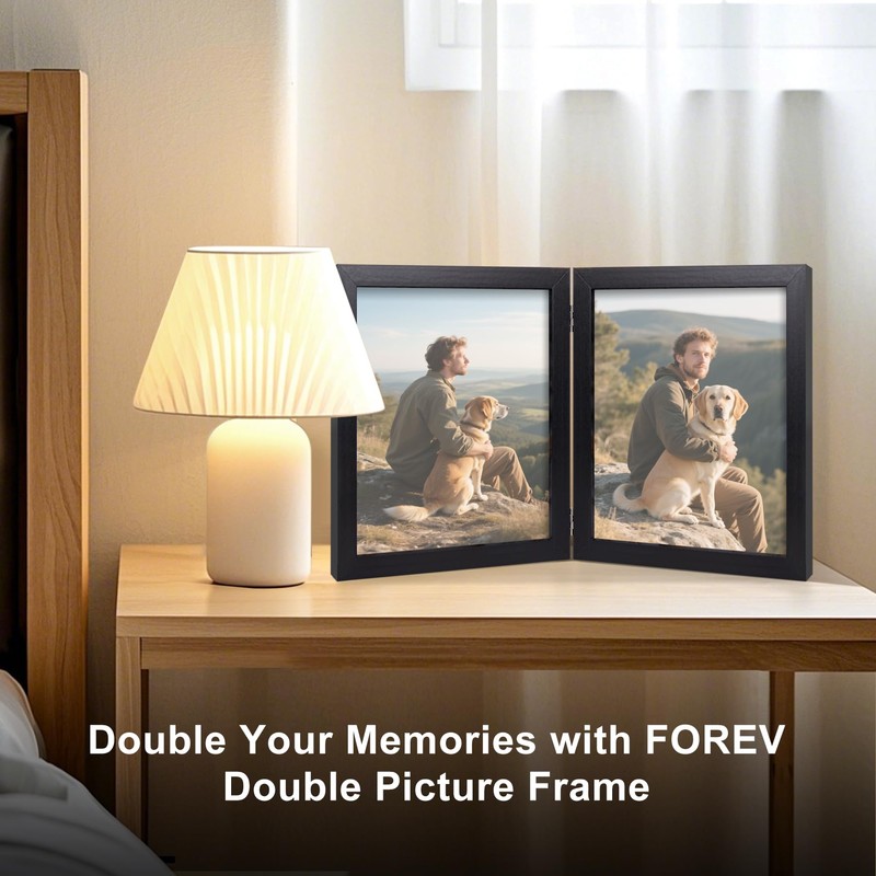 FOREV 8x10 Double Picture Frame Wooden Hinged Photo Frame Definition