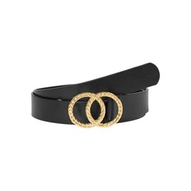 VERO MODA Women's Vmditte Coated Belt Noos Synthetic Belt, Black/detail: w. gold