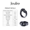 Jeulia 4.62 Carat Black Skull Rings Set Round Cut Sterling