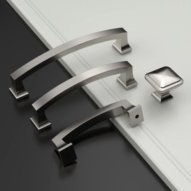 Coinkoly 10 Pack Brushed Satin Nickel Cabinet Pulls 4 Inch(102mm) Hole Center Kitchen Cabinet Handles Drawer Pulls Kitchen Hardware Cupboard Handles Bathroom Solid Dresser Handles