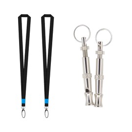 Andiker Dog Whistles with Lanyard 2 Pieces Professional Stainless Steel Adjustable High Frequency Pet Whistle for Recall Training and Bark Control Dog Training