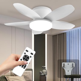 Yoobao Modern Ceiling Fans with Lights and Remote, 6 Speeds & 3 Colors, Easy to Install, 25.6 inch DC Reversible Ceiling Fan Light for Summer Winter, Super Quiet for Bedroom Kitchen Office Patio