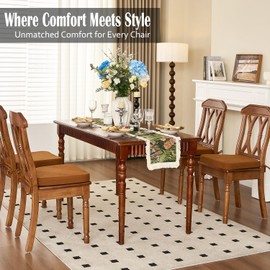 Nobildonna 2'' Thick High-Density Foam Indoor Chair Cushions | Dining Chair Pads with Ties, Removable Washable Cover, Dining Chair Cushions 17"x16", Orange Brown 4 Pack