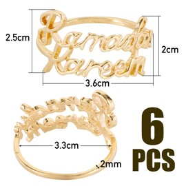 BOFUNX 6 Pieces Napkin Rings Ramadan Kareem Gold Napkin Buckle Metal Napkin Rings for Ramadan Kareem Eid Mubarak Party Decoration Table Decoration