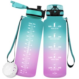 Vikaster 1.5l Trinkflasche Sport, BPA-frei 1500ml Auslaufsicher Kunststoff Wasserflasche, Große trinkflasche für Büro, Camping, Fitness, Wandern, Yoga, Reisen, Outdoor