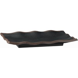 APS GK838 Marone Melamine Wavy Tray, 225 mm x 150 mm, Black