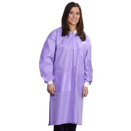 Medical Nation 10 Pack Disposable Lab Coats - Durable 50g SMS Knee Length Reusable Lab Coat with Knit Cuffs and Pockets, Unisex | For Dental, Hospitals, Pharmacies, Labs, Clinics- Purple, 3X-Large
