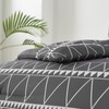 Dark Grey Comforter Set King, Reversible Gray Boho Triangle Bedding