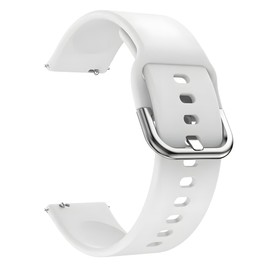 ANKANG 20mm Universal Quick Release watch band for Polar lgnite 3 2 Pacer Unite Soft silicone Strap with Metal Buckle for women White_Silver Buckle