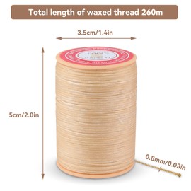 150D Hilo Encerado De, 260m 0.8mm Hilo De Coser De Cuero De Cuerda De Poliéster, Hilo Encerado Redondo Para Pulseras, Encuadernación, Reparación De Zapatos, Proyectos De Cuero