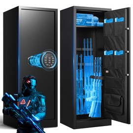 Marcree 10-12 Gun Safe, Large Gun Cabinets for Rifles and Pistols with Digital Keypad, Quick Access Long Firearm Safe for Home, Office, Rifle and Shotguns Safe with Dual Alarm, Mute Function