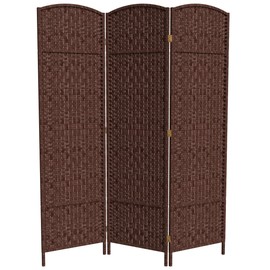 Red Lantern 6 ft. Tall Diamond Weave Fiber Dark Red-3 Panel Room Divider