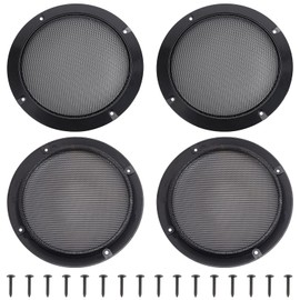 OLYCRAFT 4 Set Audio Speaker Cover Mesh 6.5 Inch Speaker Grill Cover Mesh Flat Round Speaker Grill Decorative Circle with Screws for Speaker Cabinet, Home Speaker, Car Speaker Electrophoresis Black