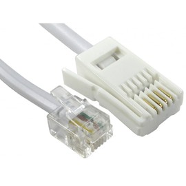 Ex-Pro 5m Telephone cord cable lead RJ11 to BT Plug, suitable for Sky box connection - White. [Crossed 6P4C]