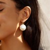 Jugielu Boho Large Round Pearl Earrings Big Pearls Drop Earring