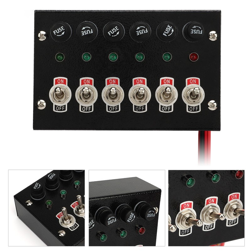 Marine Boat Rocker Switch Panel DC12 to 24V 6 Gang
