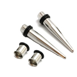 Zaya Body Jewelry Pair of 316l Steel Tapers and Tunnels Ear Stretching Kit Gauges Gauging Plugs Choose 1g 7/16 1/2 9/16 5/8 00g-14g, 7/16" 11mm, Alloy Steel