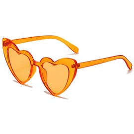 JCTAIFOO Love Heart Shaped Sunglasses for Women Vintage Cat Eye Retro Cute Mod Style Hippie Party Glasses, orange