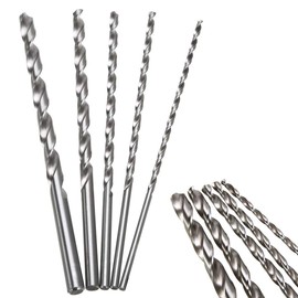 5pcs Twist Drill Bits Straight Shank Round Extra Long for Metal Power Tools 200mm, 4-10mm Diameter