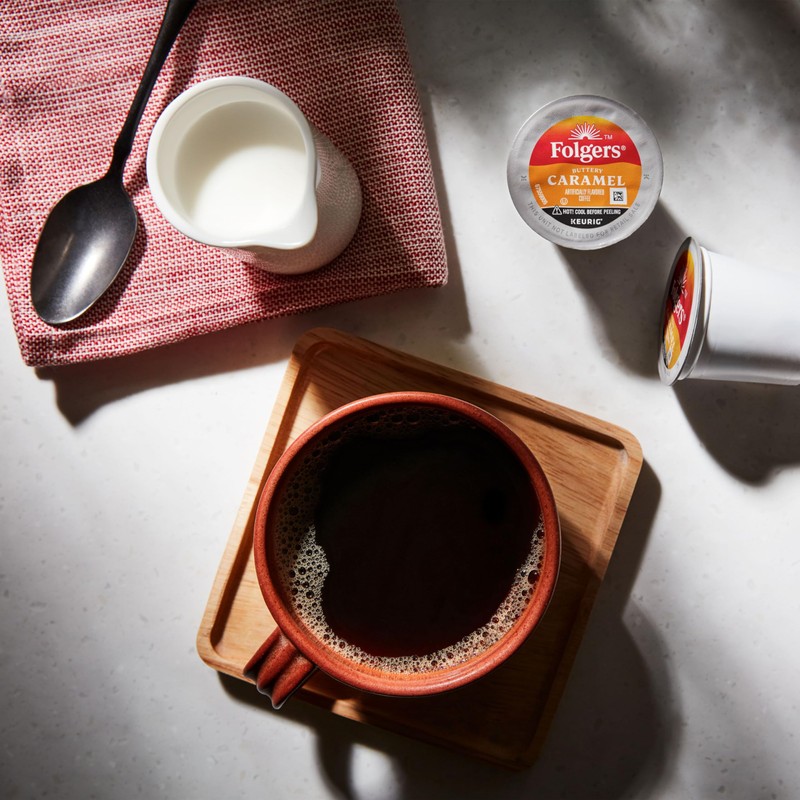 Folgers Buttery Caramel Artificially Flavored Coffee, Keurig K-Cup Pods, 10