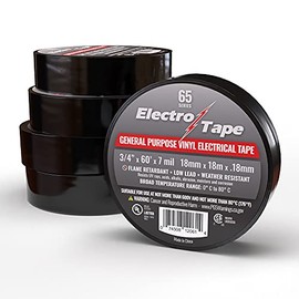 Electrical Tape General Purpose - 3/4" x 60ft 7 mil - Flame Retardant Black Vinyl 5 Pack