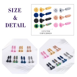 feilok 7 Pairs of Piercing Stainless Steel Stud Earrings for Women Men Cartilage Earrings Screw Earrings Ear Piercing, Stainless Steel