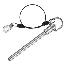 M METERXITY Push-Button Ball Locking Pin, 5/16" [8mm] Dia., 3-5/32"[80mm] Usage Length Ring Quick Release Lock Pins W Lanyard Cable for Speaker/Aviation/Gym/Machine [304 Stainless Steel]