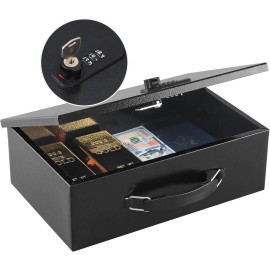 No Brand KYODOLED Fireproof Lock Box for Documents, Dual Combination and Key Lock