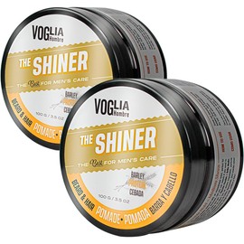 2 Pack Pomada brillante para peinar Barba, cabello y bigote. Fijación flexible. 100g