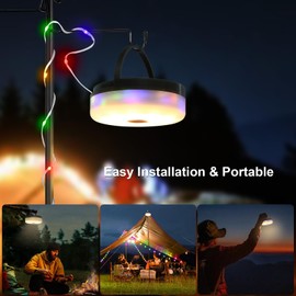 Solar Power Camping Lights String,Outdoor String Lights with 8 Modes Adjustable,IP44 Portable Camping Lantern Emergency Light for Hiking,Tent,Yard (20 Meters Solar Power Coloured Lights)