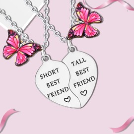 YEEQIN Funny Friendship Necklace Friendship Gifts For Friends 2Pcs Friend Heart Matching Necklace Set For Bestie Christmas Birthday Gifts For Friends